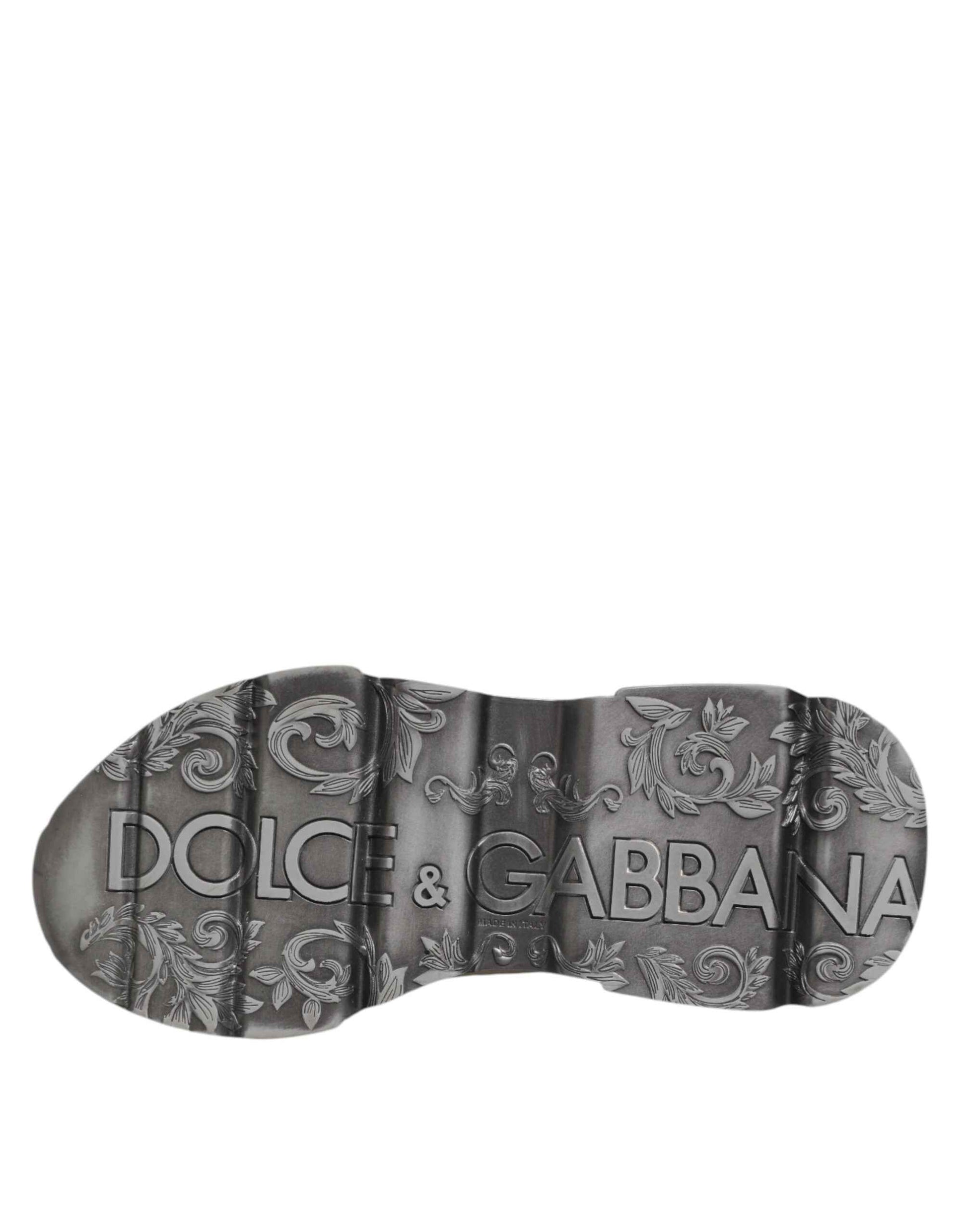 Dolce & Gabbana White Silver DAYMASTER Leather Men Sneakers Shoes by Dolce & Gabbana