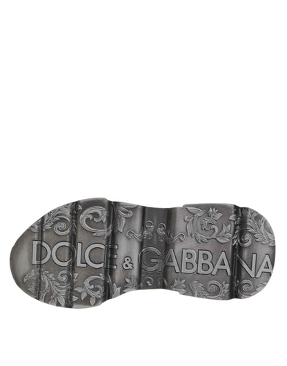 Dolce & Gabbana White Silver DAYMASTER Leather Men Sneakers Shoes by Dolce & Gabbana