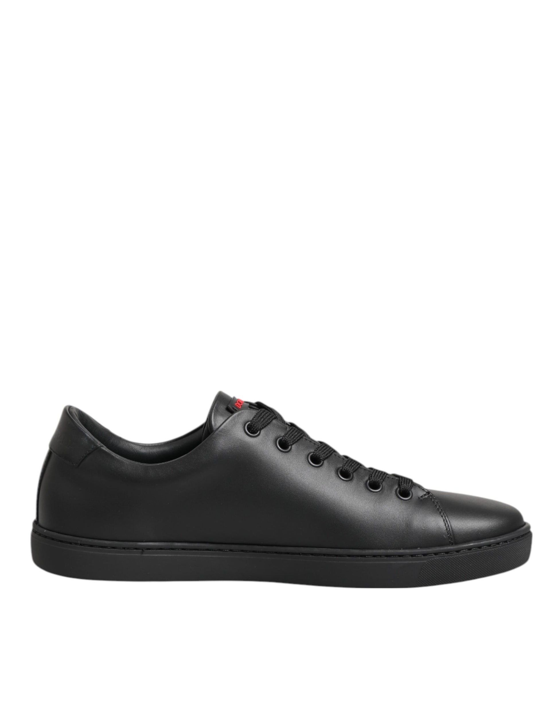 Dolce & Gabbana Black Leather Crystal Heart Low Top Sneakers Shoes - from Dolce & Gabbana