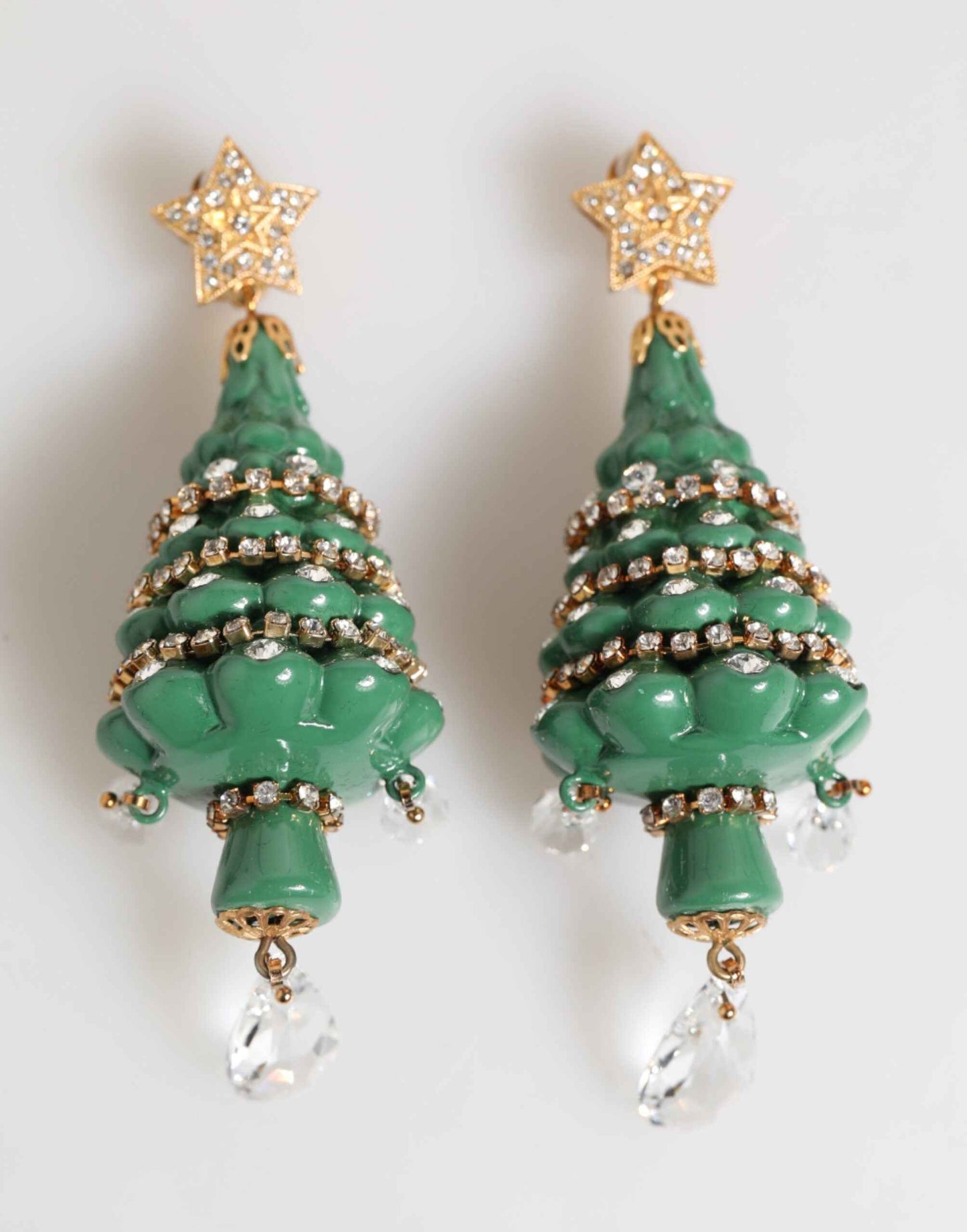 Dolce & Gabbana Gold Brass Multicolour Christmas Tree Earrings by Dolce & Gabbana