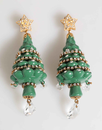 Dolce & Gabbana Gold Brass Multicolour Christmas Tree Earrings by Dolce & Gabbana