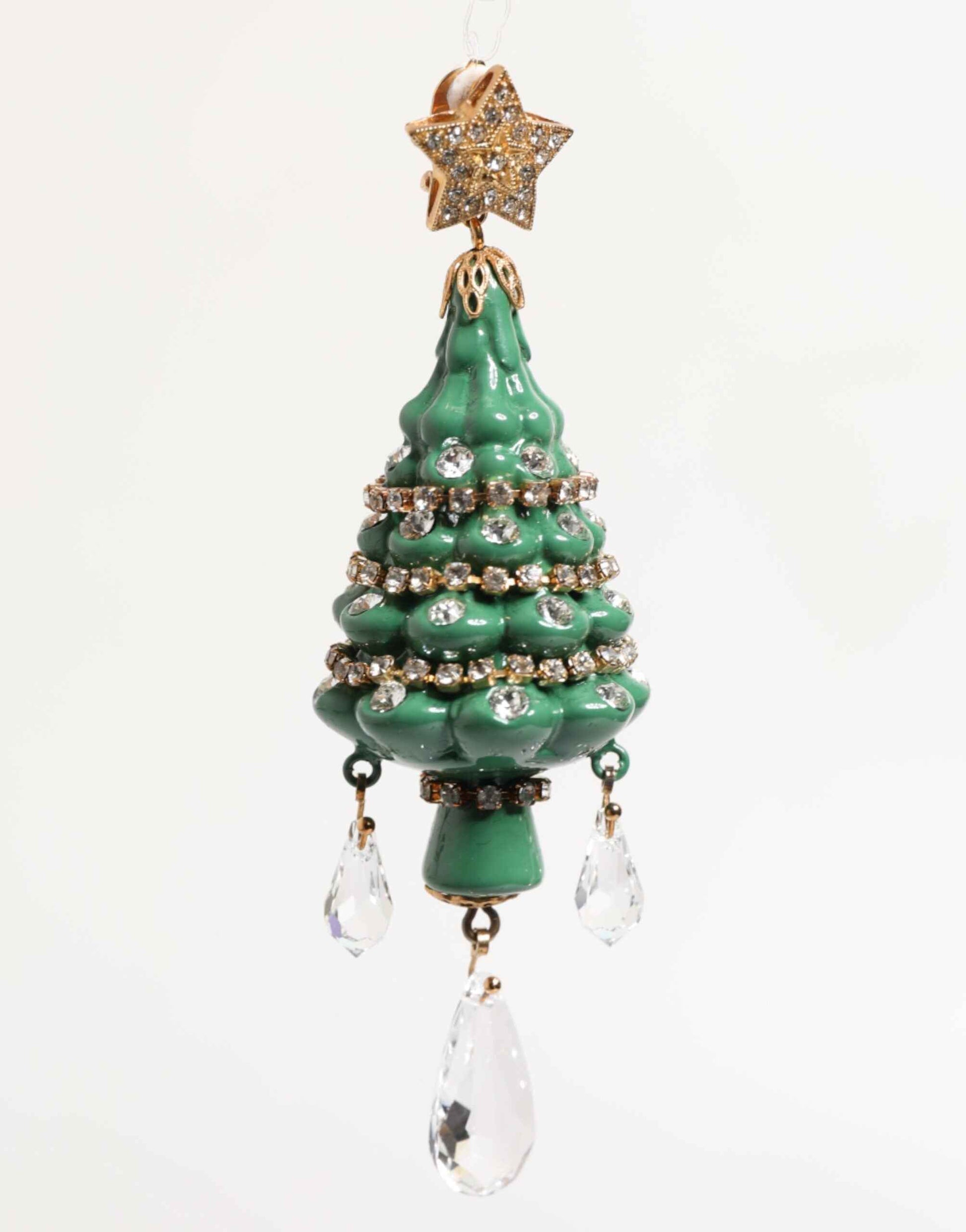 Dolce & Gabbana Gold Brass Multicolour Christmas Tree Earrings by Dolce & Gabbana