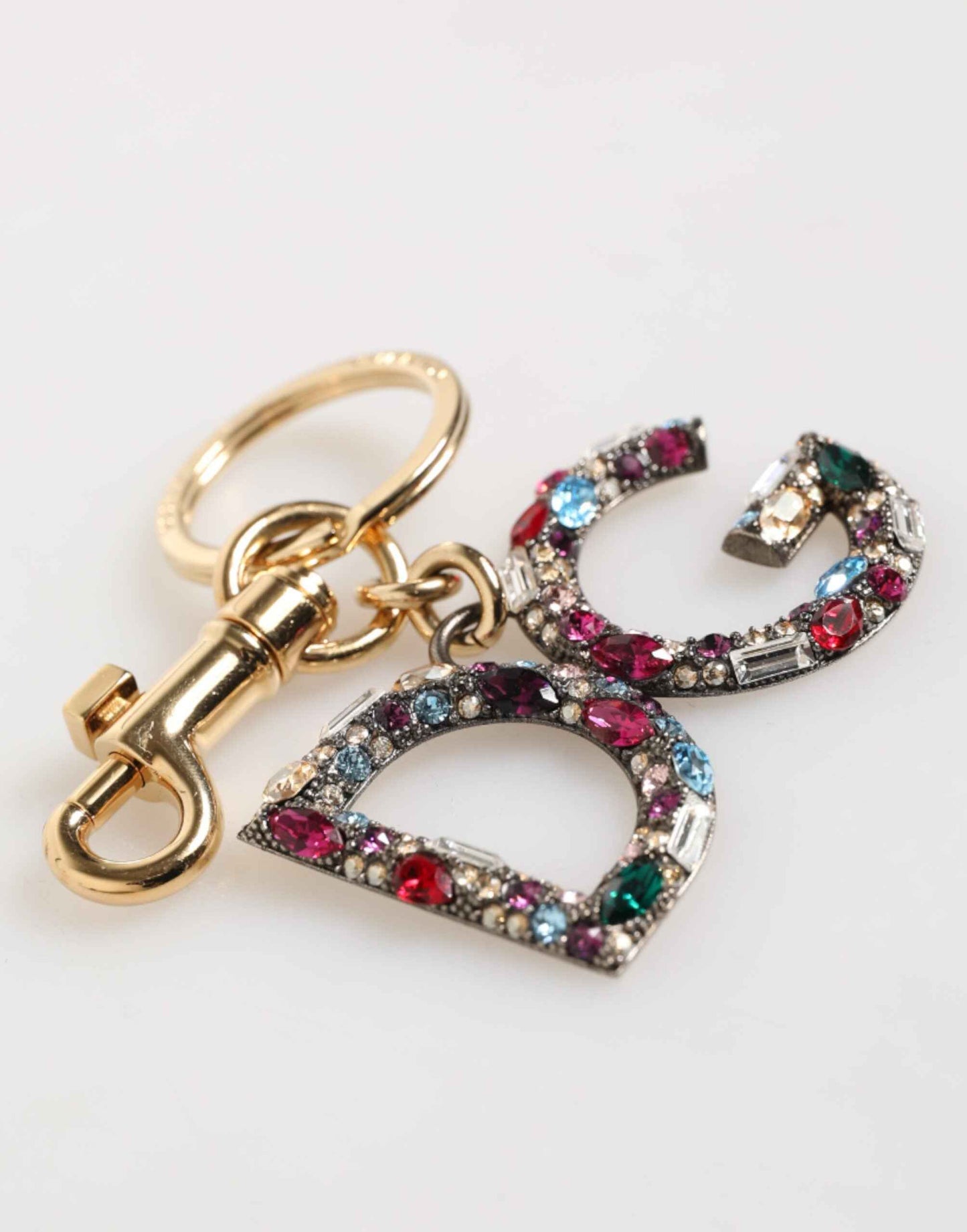 Dolce & Gabbana Multicolor Crystal DG Logo Gold Keychain Charm Keyring by Dolce & Gabbana