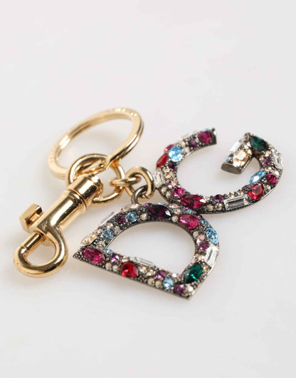 Dolce & Gabbana Multicolor Crystal DG Logo Gold Keychain Charm Keyring by Dolce & Gabbana