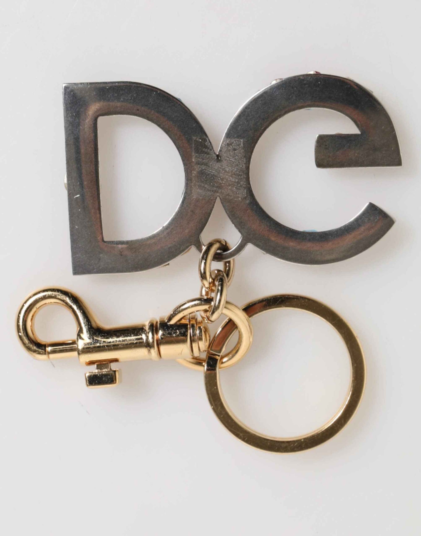 Dolce & Gabbana Multicolor Crystal DG Logo Gold Keychain Charm Keyring by Dolce & Gabbana