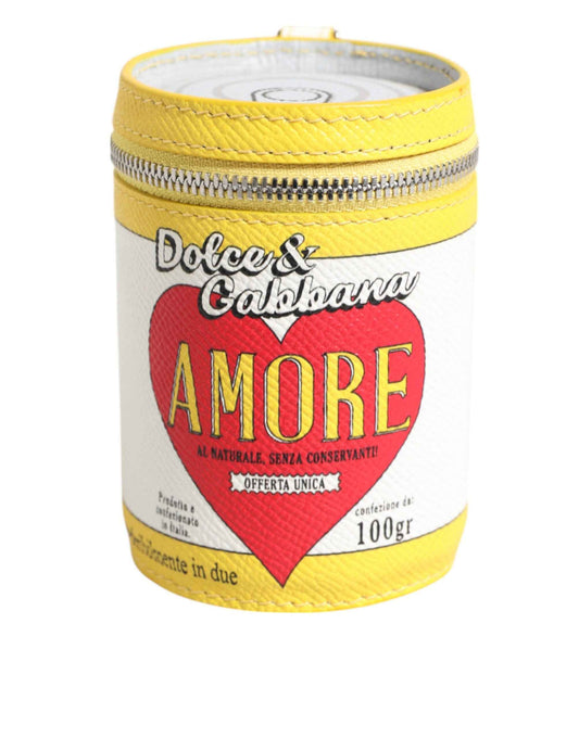 Dolce & Gabbana Amore Leather Yellow Bag Charm Coin Case Keychain Keyring by Dolce & Gabbana