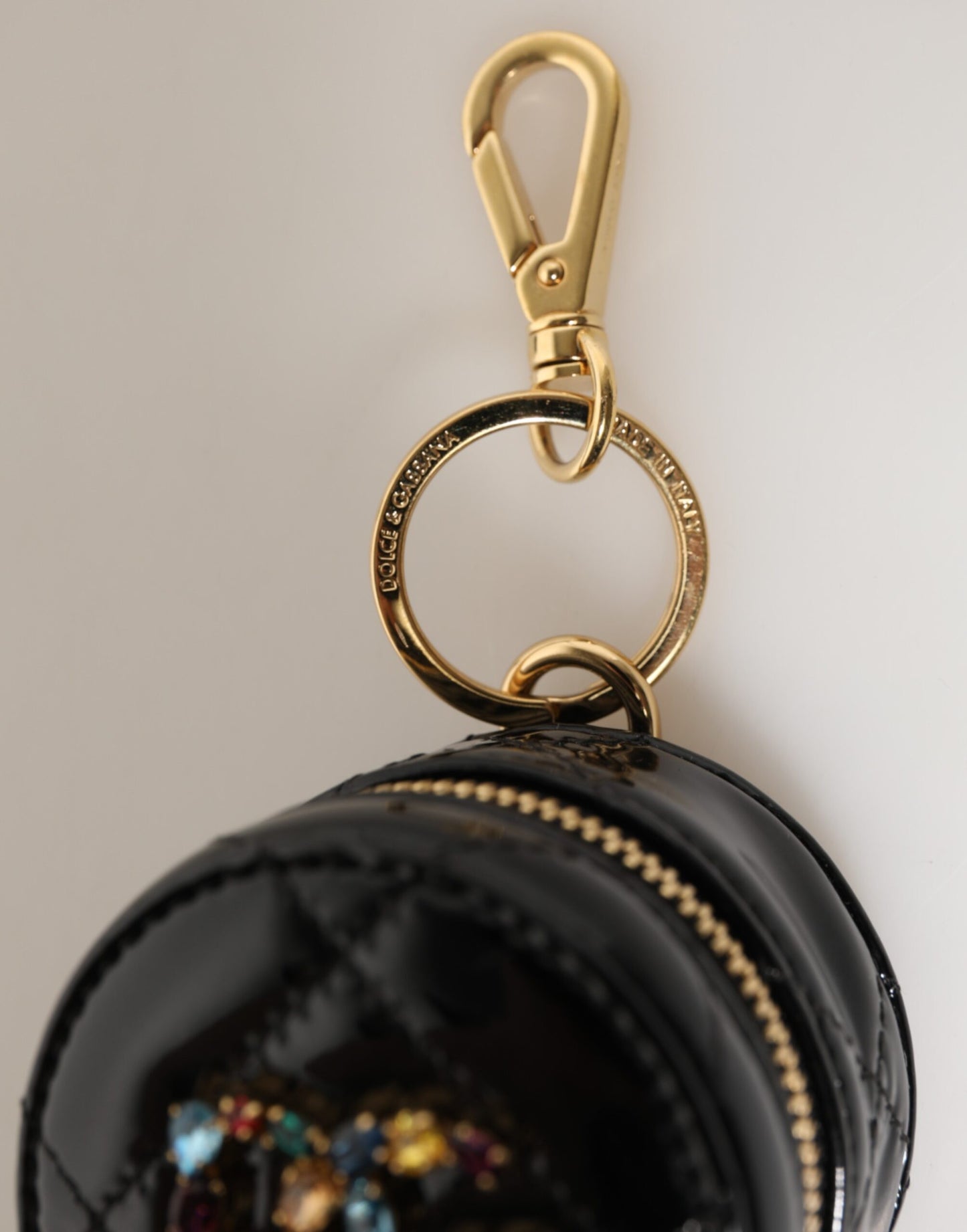 Dolce & Gabbana Black Lamb Leather DG Crystal Logo Round Coin Purse Wallet - from Dolce & Gabbana