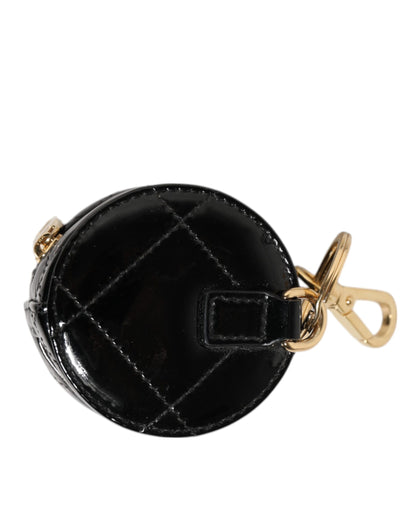 Dolce & Gabbana Black Lamb Leather DG Crystal Logo Round Coin Purse Wallet - from Dolce & Gabbana