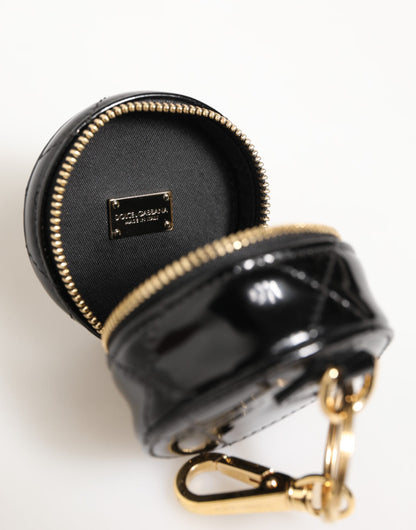 Dolce & Gabbana Black Lamb Leather DG Crystal Logo Round Coin Purse Wallet - from Dolce & Gabbana