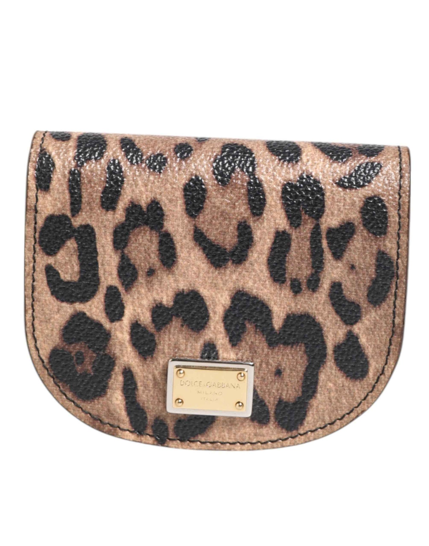 Dolce & Gabbana Brown Leopard Print Calf Leather Small Coin Purse Wallet by Dolce & Gabbana