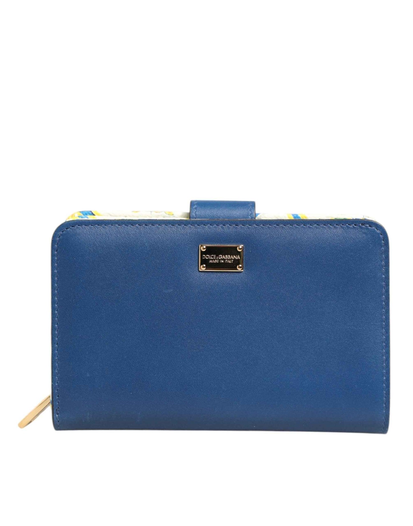 Dolce & Gabbana Blue Leather Continental Tile Print Zip Card Holder Purse Wallet by Dolce & Gabbana