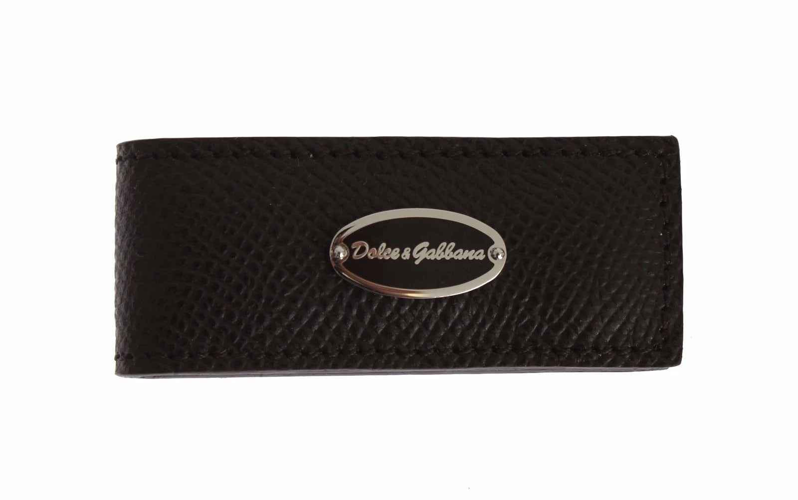 Dolce & Gabbana Brown Leather Magnet Mens Money Cash Clip