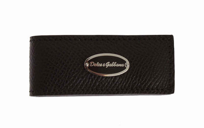 Dolce & Gabbana Brown Leather Magnet Mens Money Cash Clip