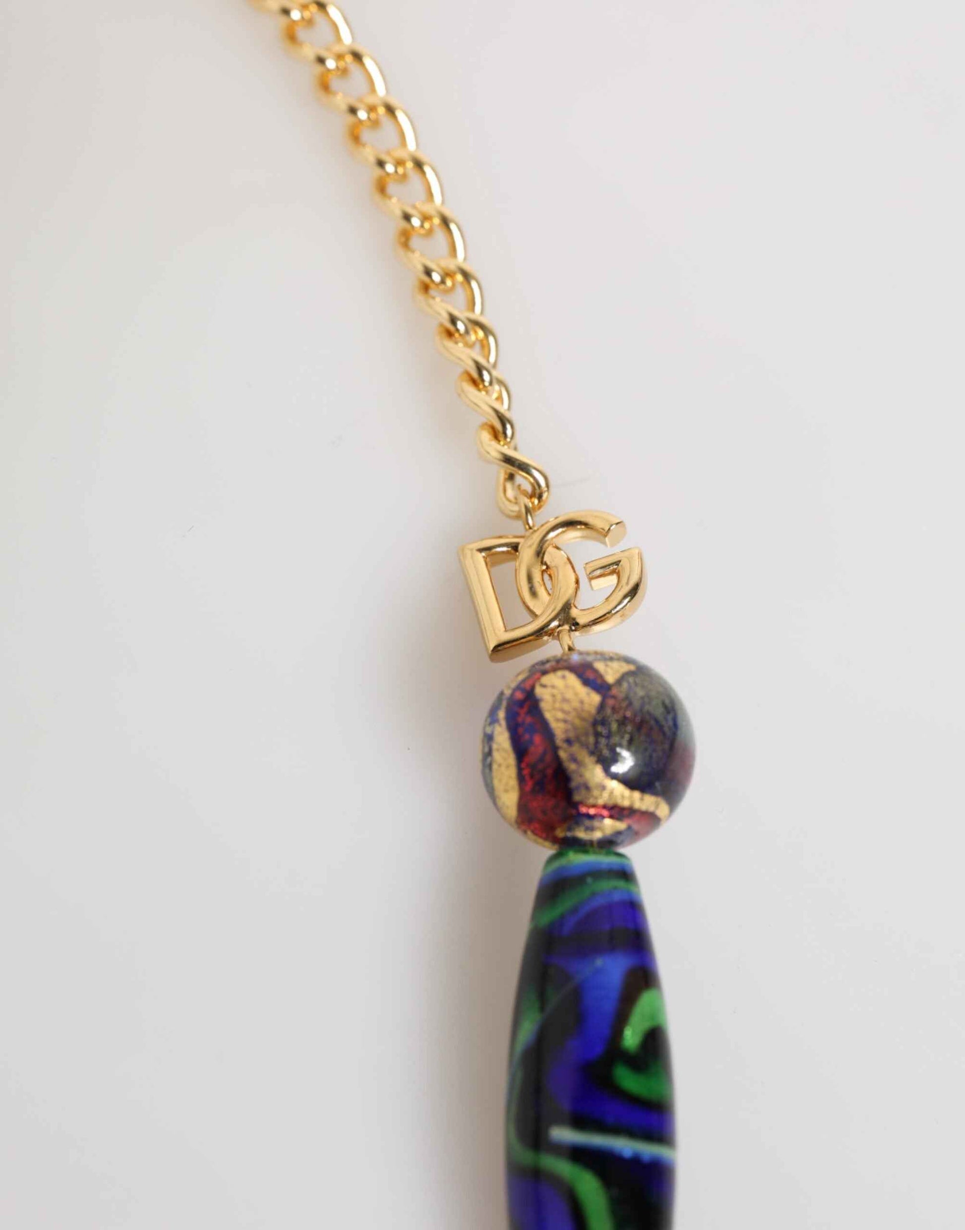 Dolce & Gabbana Multicolor Murano Glass Beads Gold Brass Chain Jewelry Necklace by Dolce & Gabbana