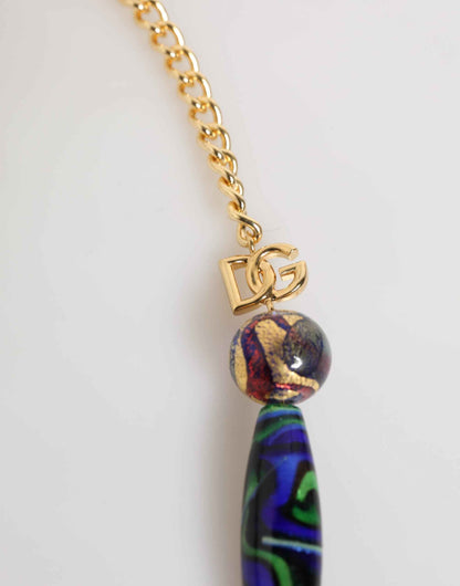 Dolce & Gabbana Multicolor Murano Glass Beads Gold Brass Chain Jewelry Necklace by Dolce & Gabbana