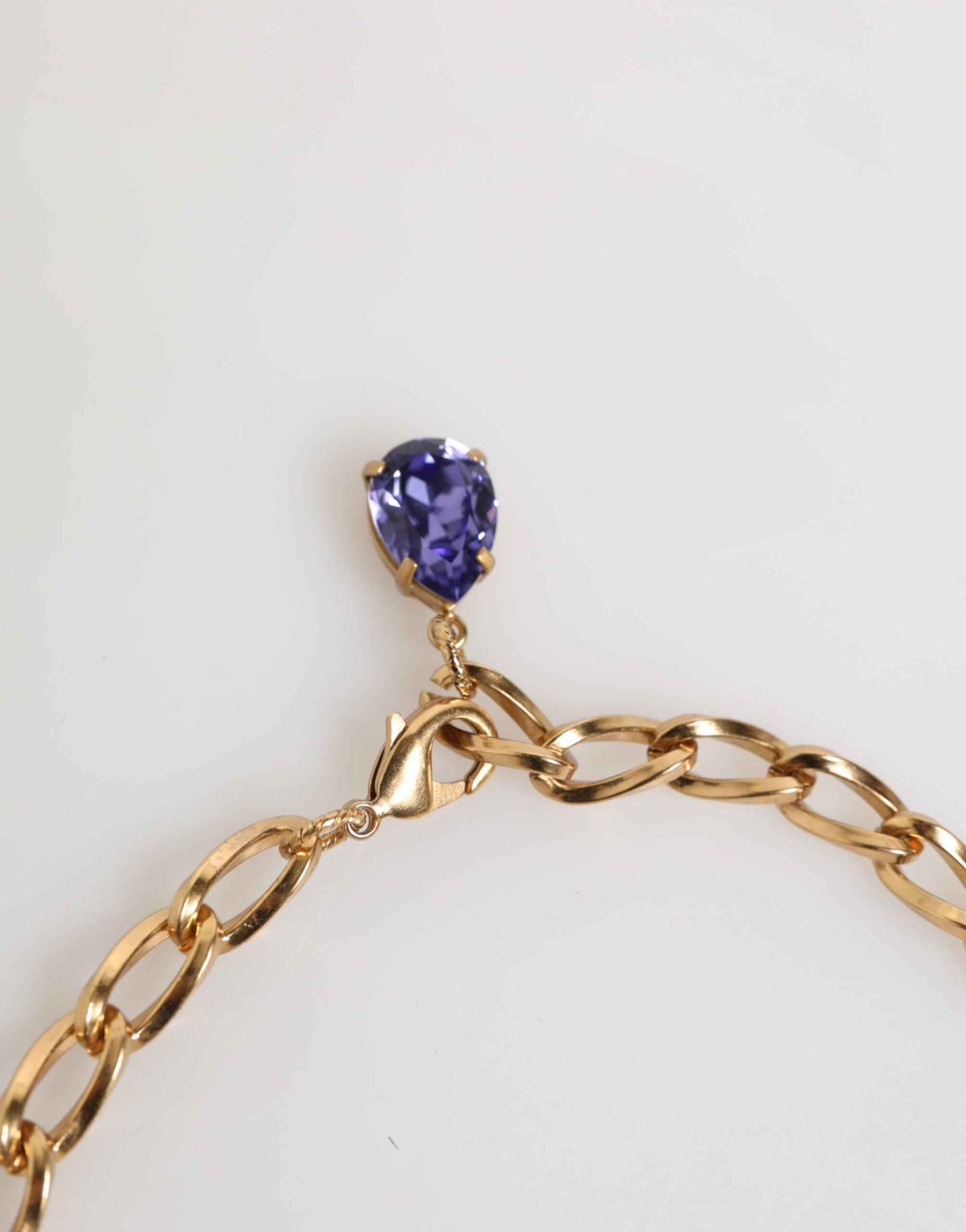 Dolce & Gabbana Gold Brass Crystal Pearl Purple Floral Pendant Jewelry Necklace by Dolce & Gabbana