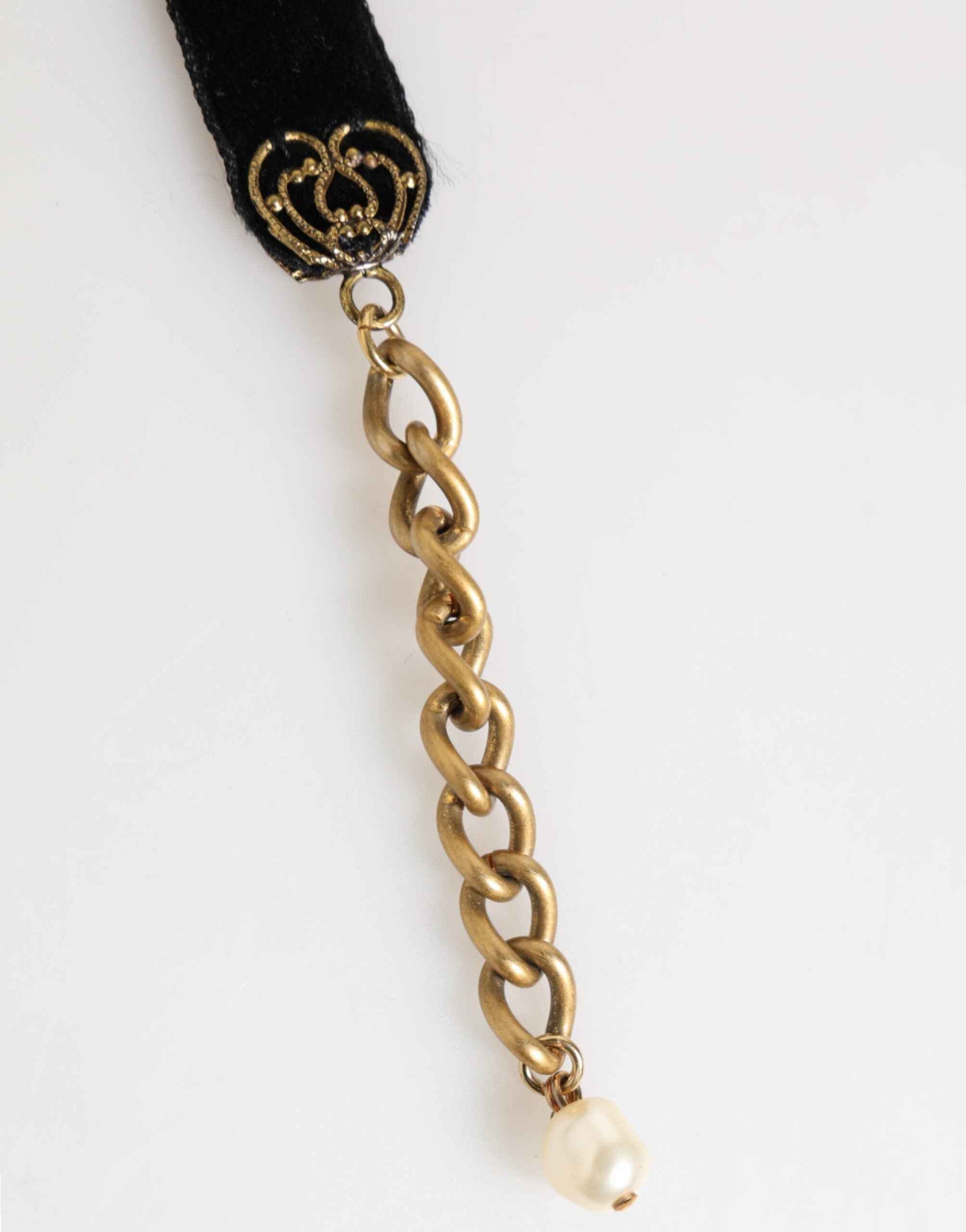 Dolce & Gabbana Blue Floral Appliqué Velvet Choker Crystal Beads Necklace by Dolce & Gabbana