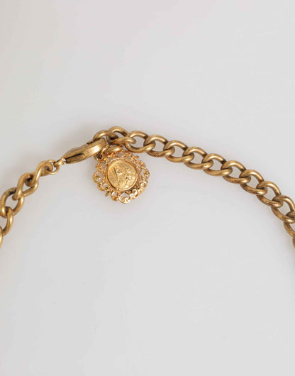 Dolce & Gabbana Estate Multicolor Floral Fruit Gold Chain Statement Necklace by Dolce & Gabbana