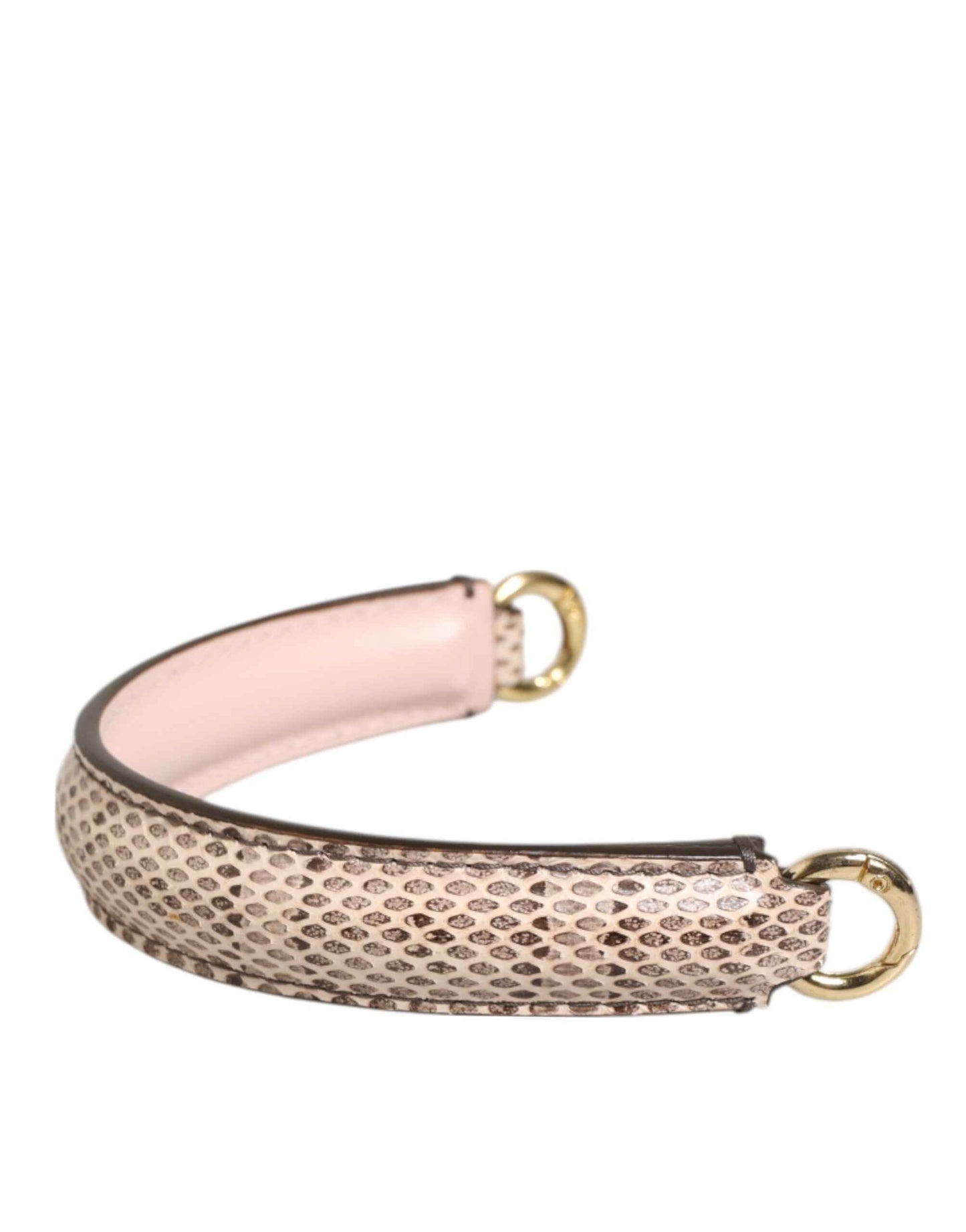 Dolce & Gabbana Beige Brown Snakeskin Leather Gold Ring Shoulder Strap by Dolce & Gabbana