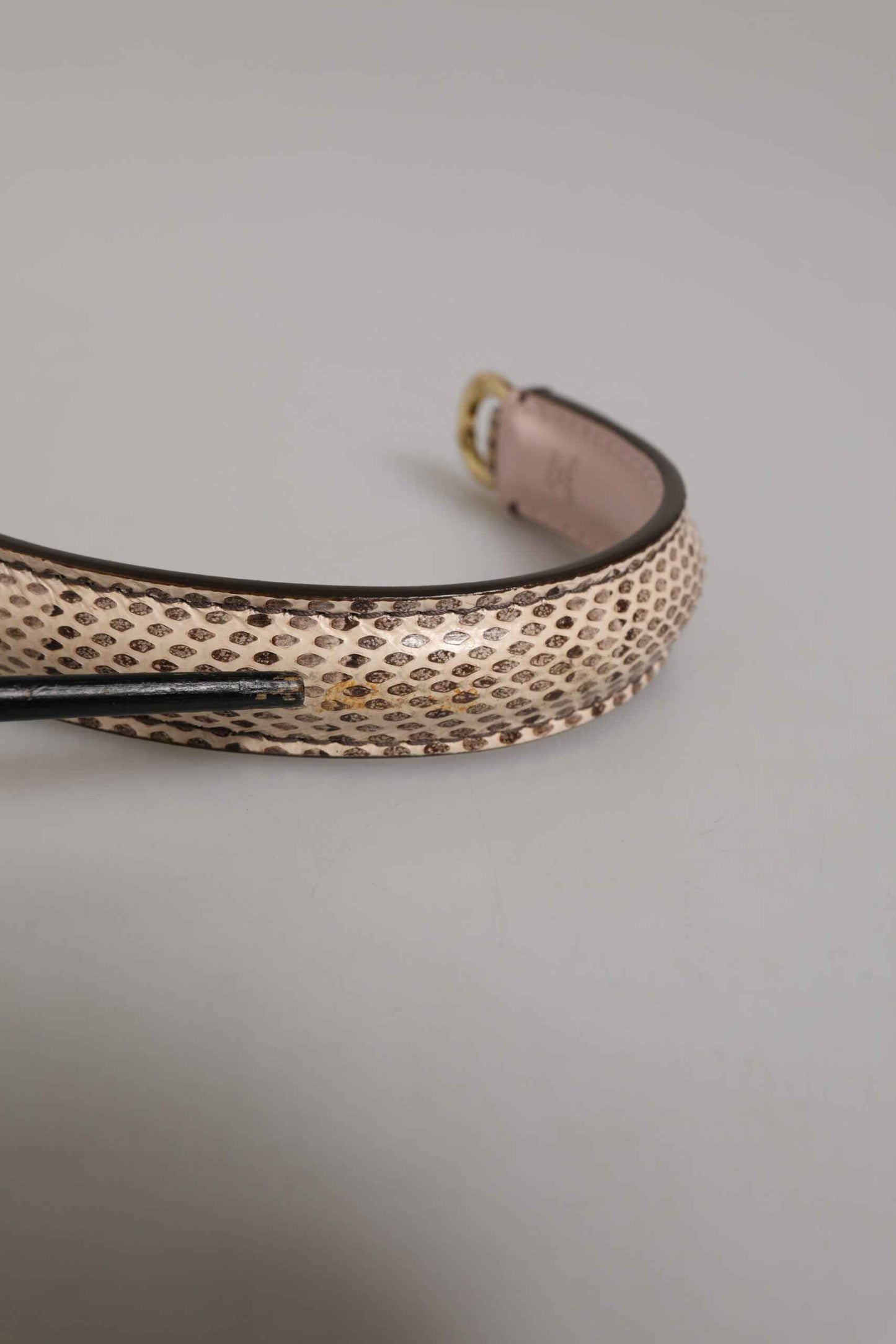 Dolce & Gabbana Beige Brown Snakeskin Leather Gold Ring Shoulder Strap by Dolce & Gabbana