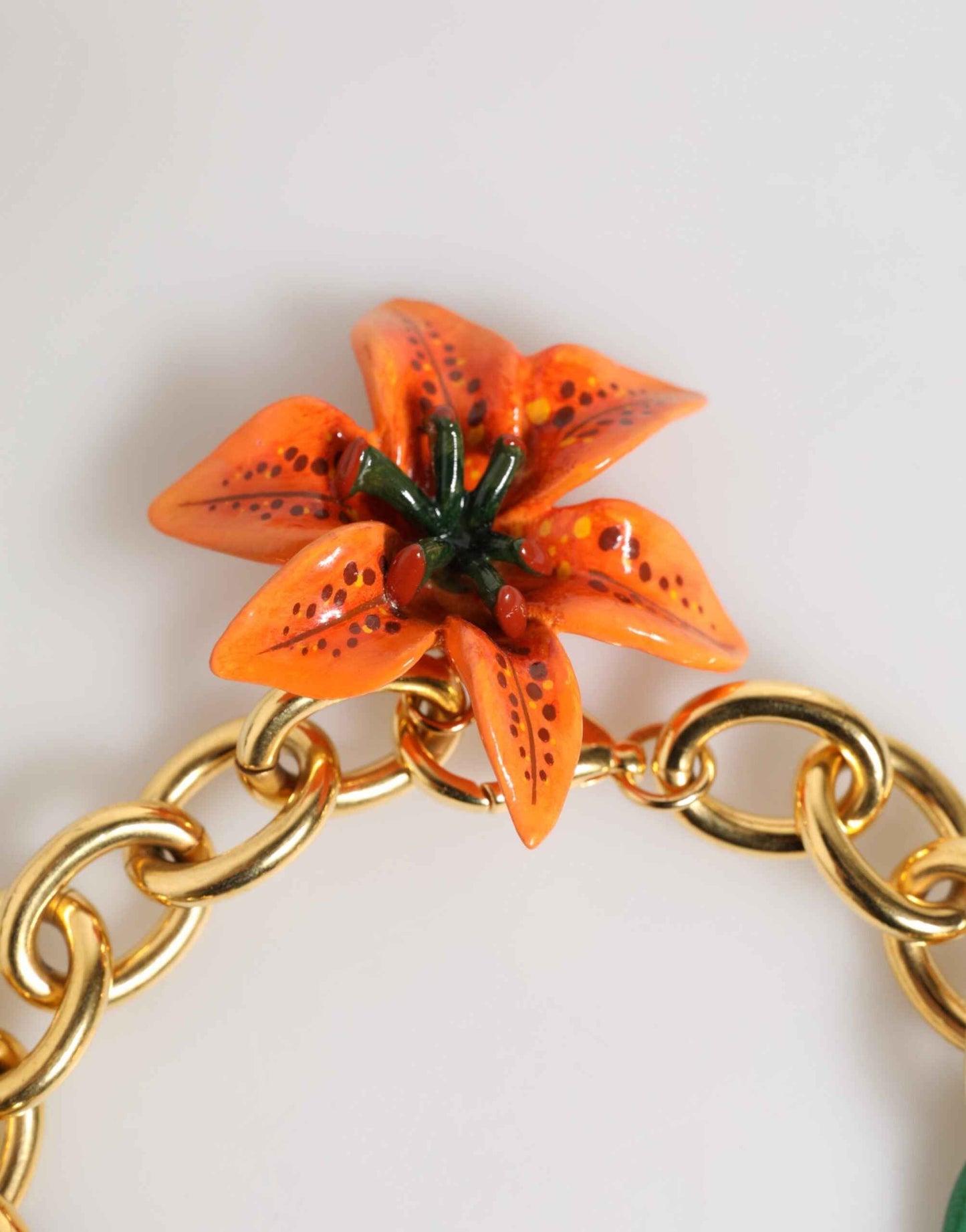Dolce & Gabbana Multicolor Gold Brass Tiger Lily Floral Chai Necklace by Dolce & Gabbana