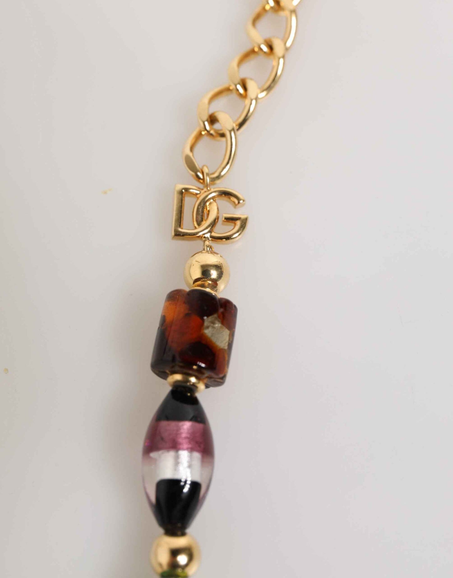 Dolce & Gabbana Multicolor Murano Glass Beads Gold Chain Jewelry Necklace by Dolce & Gabbana
