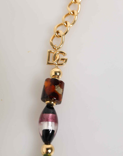 Dolce & Gabbana Multicolor Murano Glass Beads Gold Chain Jewelry Necklace by Dolce & Gabbana