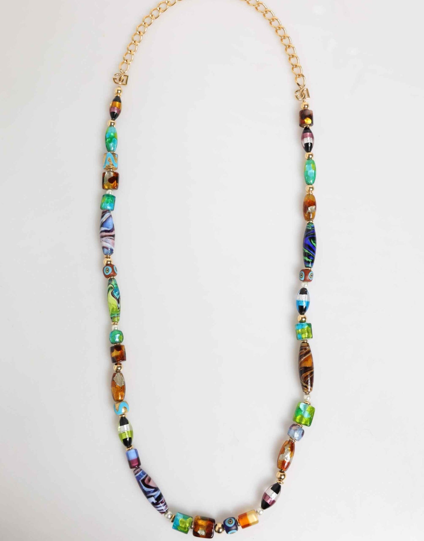 Dolce & Gabbana Multicolor Murano Glass Beads Gold Chain Jewelry Necklace by Dolce & Gabbana