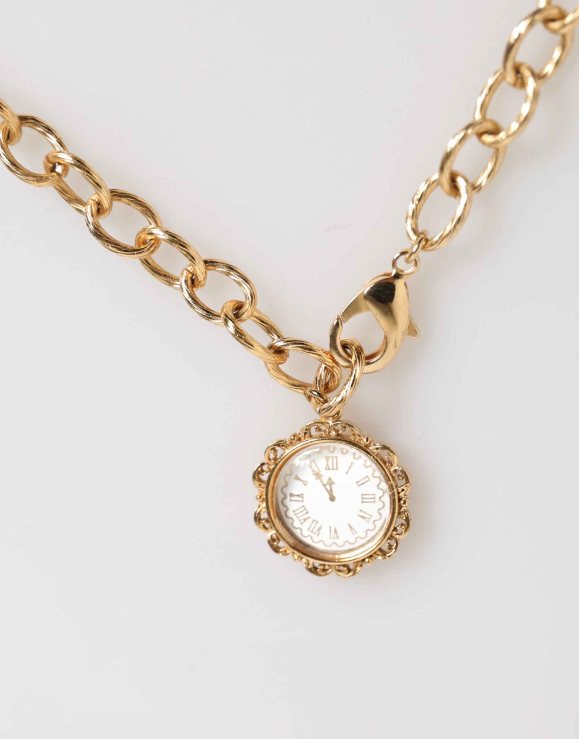 Dolce & Gabbana Gold Crystal Clock Face Pendant Statement Jewelry Necklace by Dolce & Gabbana
