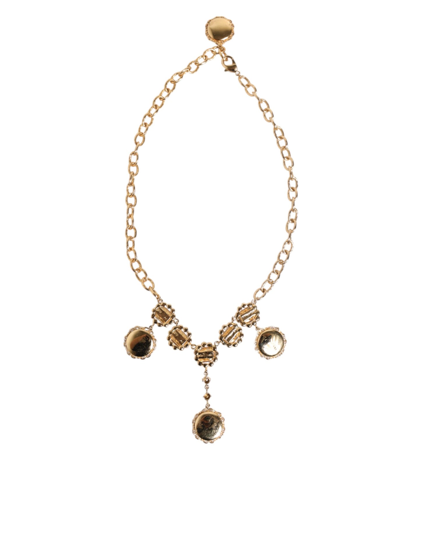 Dolce & Gabbana Gold Crystal Clock Face Pendant Statement Jewelry Necklace - from Dolce & Gabbana