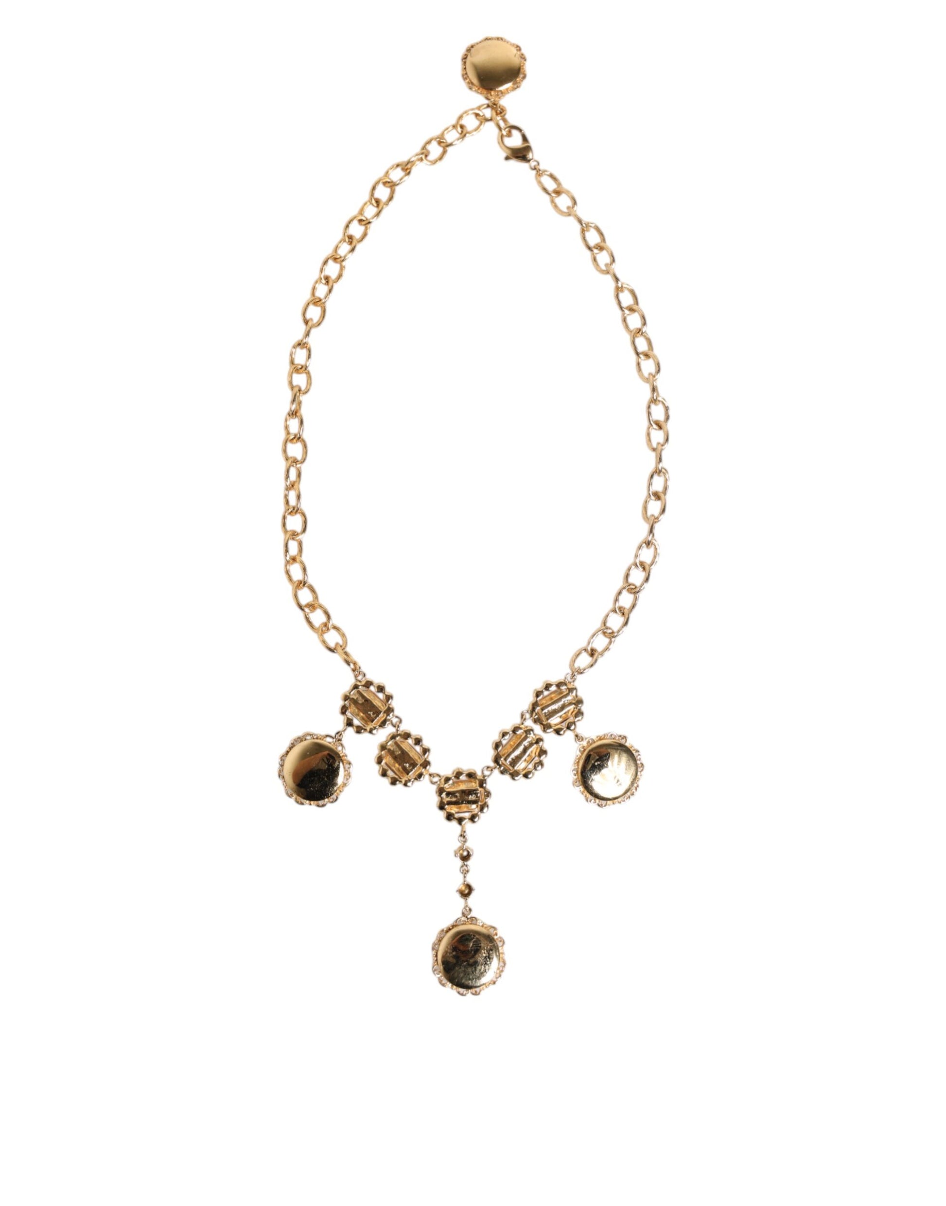 Dolce & Gabbana Gold Crystal Clock Face Pendant Statement Jewelry Necklace - from Dolce & Gabbana