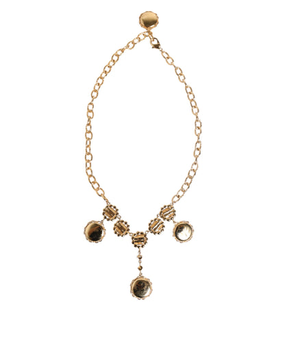 Dolce & Gabbana Gold Crystal Clock Face Pendant Statement Jewelry Necklace - from Dolce & Gabbana