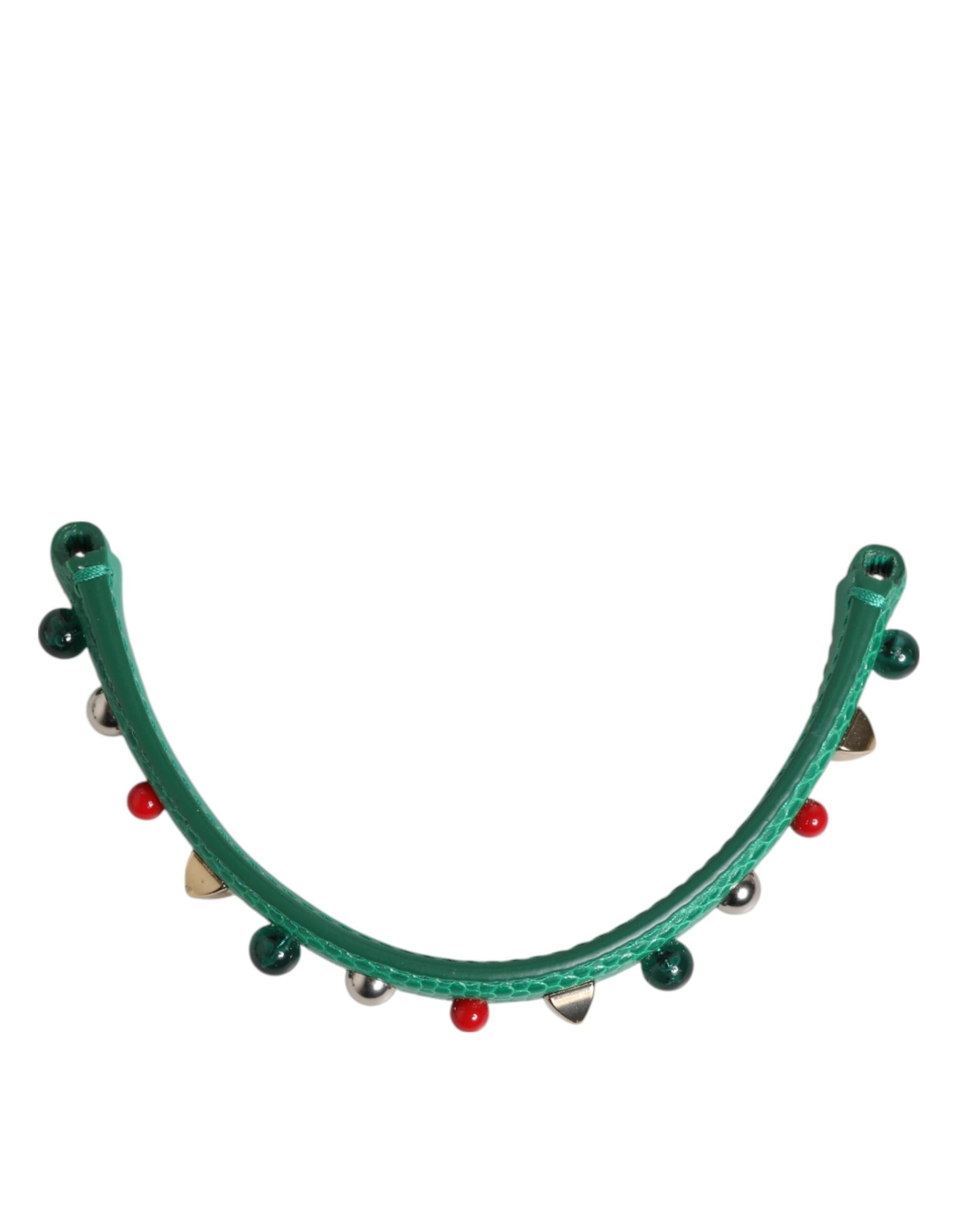 Dolce & Gabbana Green Embellished Leather Bag Handle Women Shoulder Strap - from Dolce & Gabbana