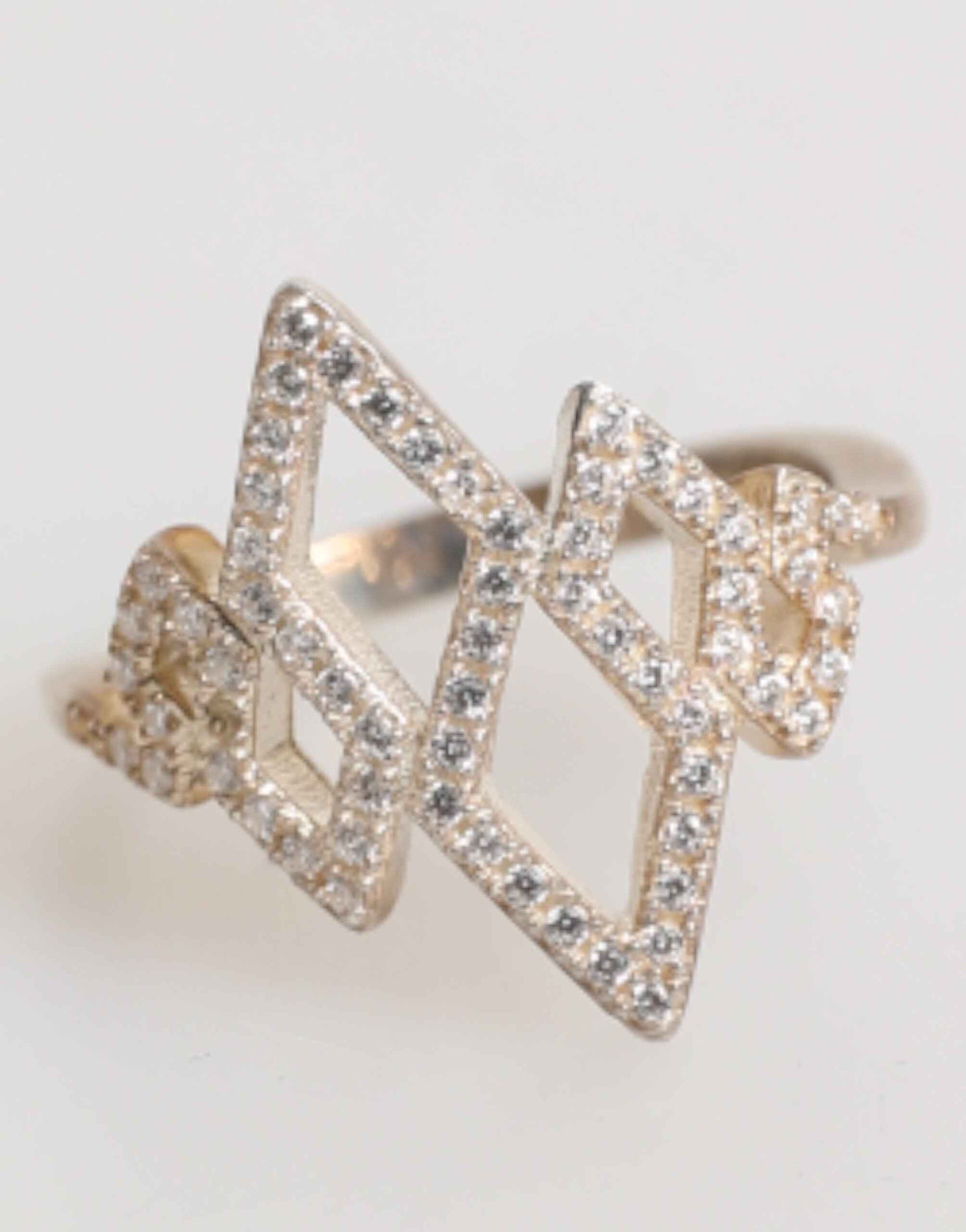 Nialaya Geometric Diamond Shape Pave CZ Crystal Jewelry Ring by Nialaya