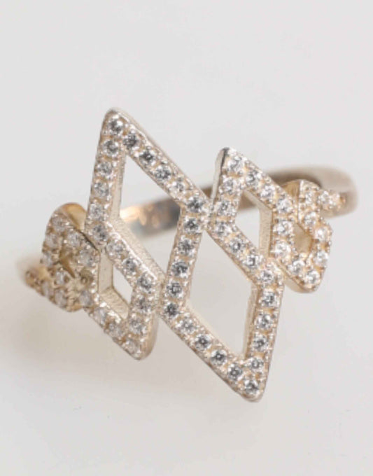 Nialaya Geometric Diamond Shape Pave CZ Crystal Jewelry Ring by Nialaya