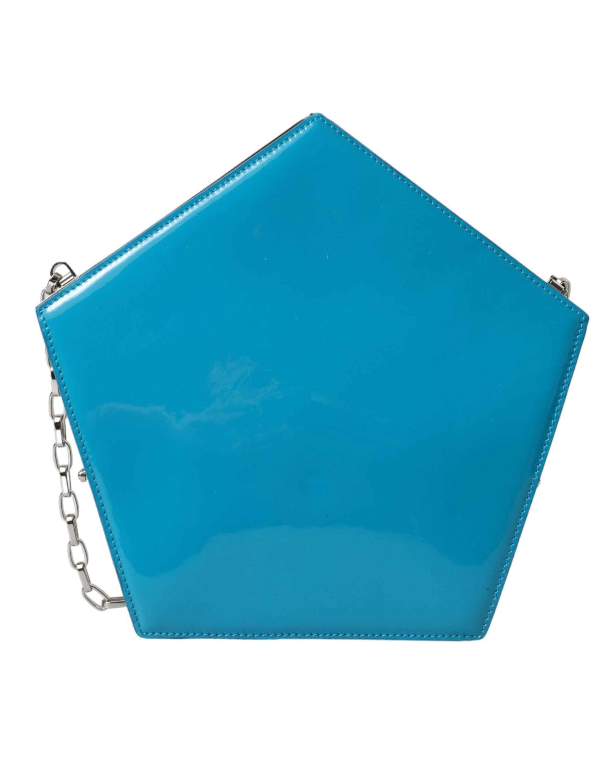 Dolce & Gabbana Blue Patent Leather Hashtag DG Shoulder Chain Flap Bag by Dolce & Gabbana