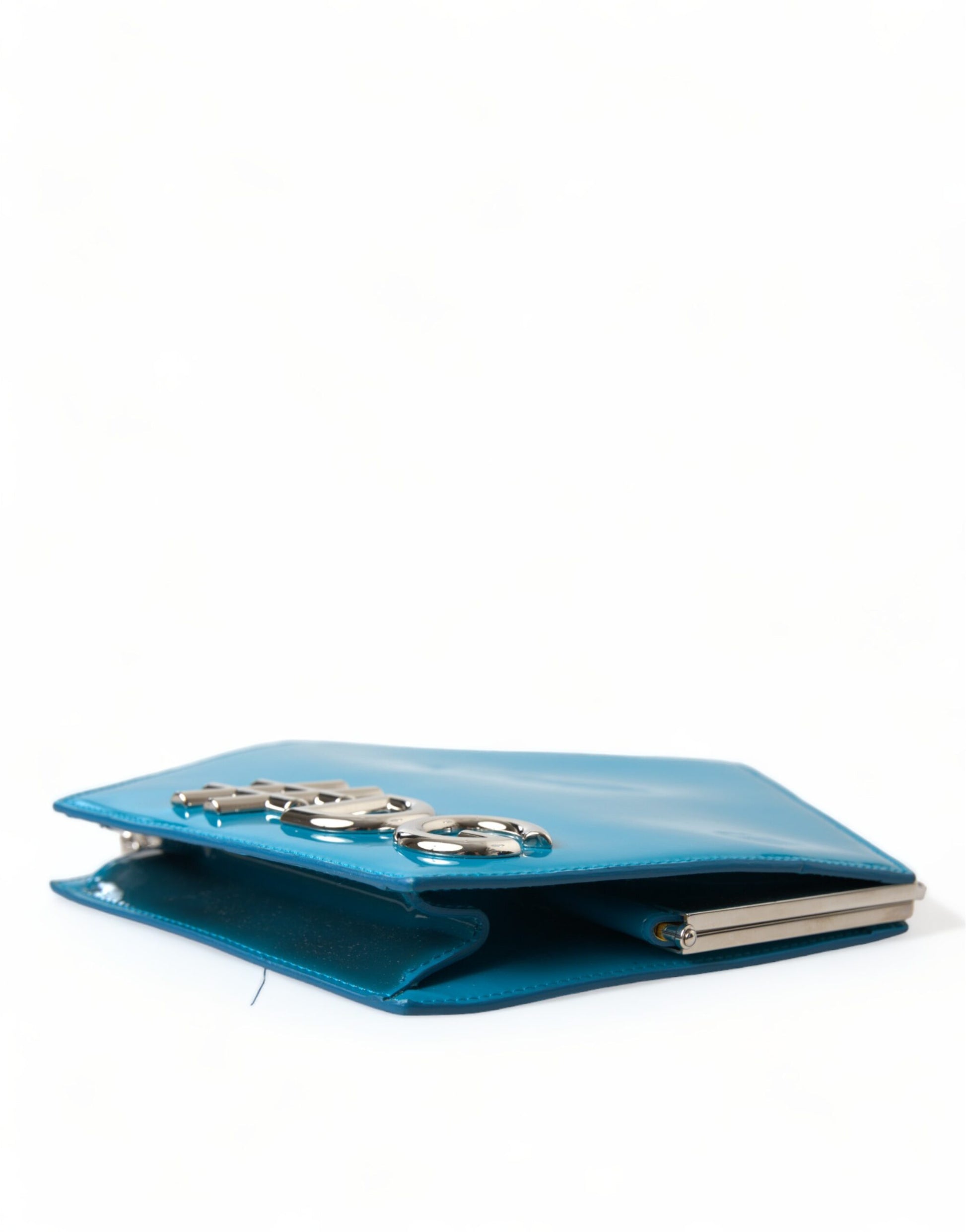 Dolce & Gabbana Blue Patent Leather Hashtag DG Shoulder Chain Flap Bag - from Dolce & Gabbana