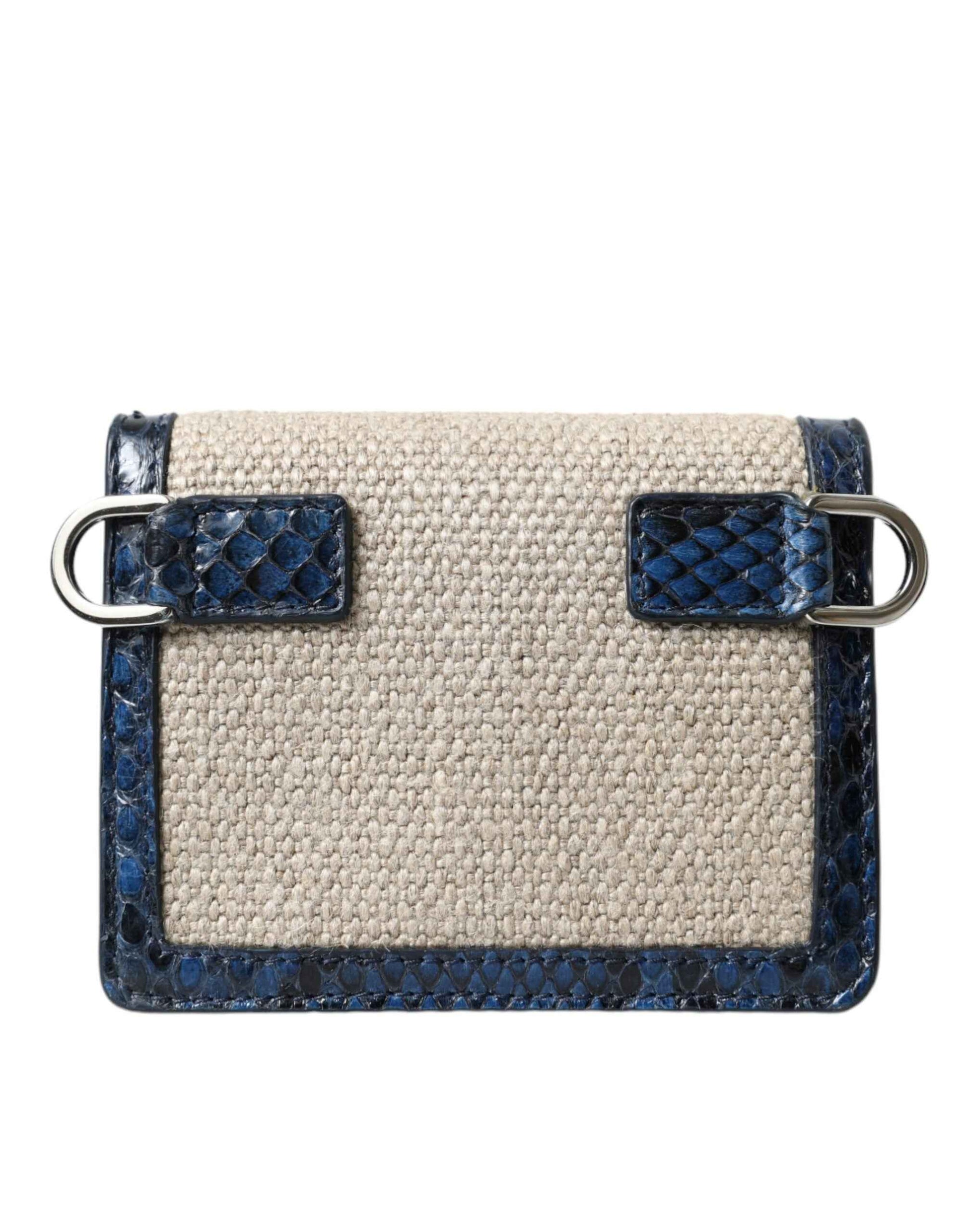 Dolce & Gabbana Beige Raffia Blue Leather Trim Mini Shoulder Purse Crossbody Bag by Dolce & Gabbana