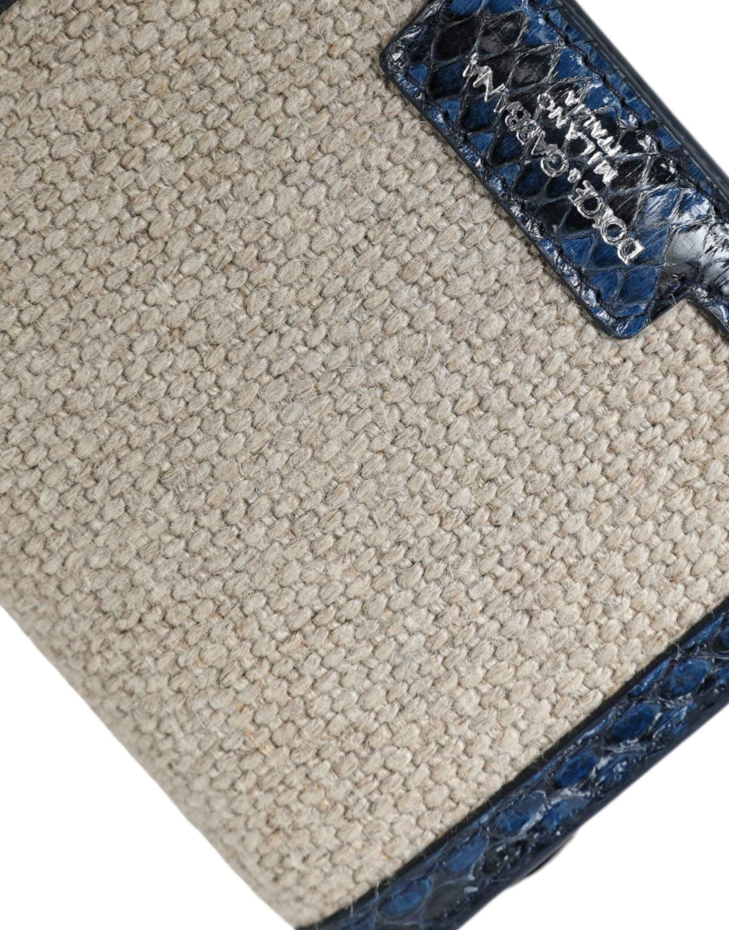 Dolce & Gabbana Beige Raffia Blue Leather Trim Mini Shoulder Purse Crossbody Bag by Dolce & Gabbana
