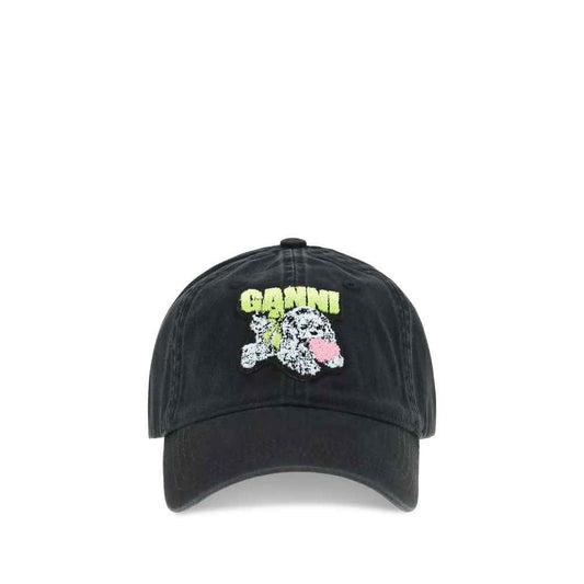 Ganni WASHED COTTON CANVAS PUPPY CAP