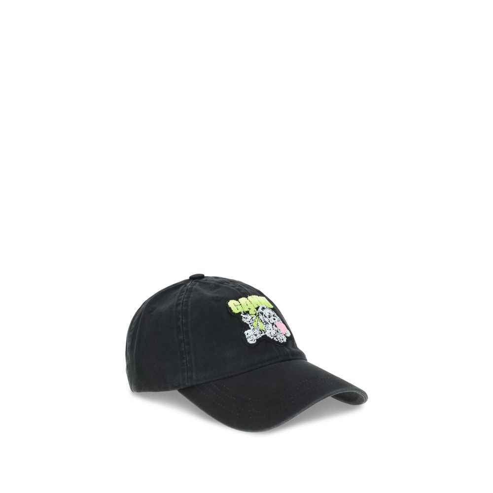 Ganni WASHED COTTON CANVAS PUPPY CAP
