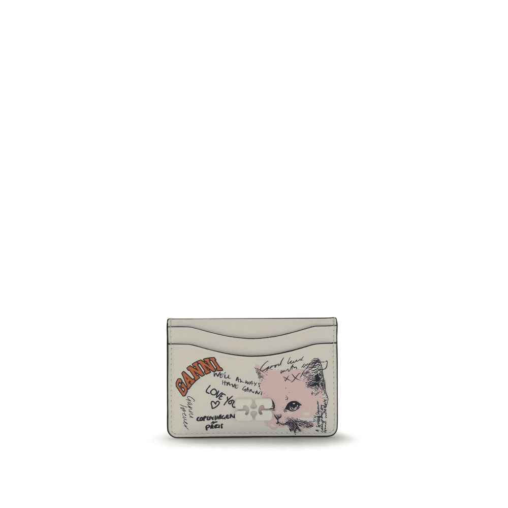 Ganni GANNI CARD HOLDER CAT SIGNATURE