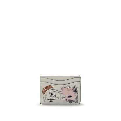 Ganni GANNI CARD HOLDER CAT SIGNATURE