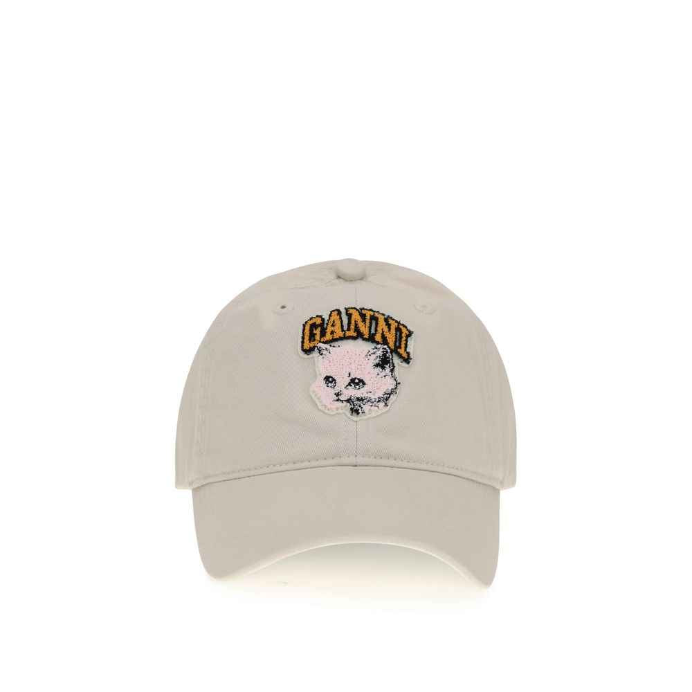 Ganni WASHED COTTON CANVAS CAT CAP