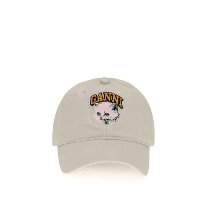 Ganni WASHED COTTON CANVAS CAT CAP