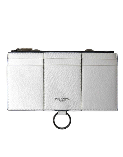 Dolce & Gabbana White Calfskin Leather Large Crossbody Card Holder Wallet by Dolce & Gabbana