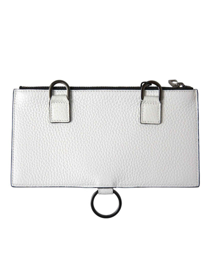 Dolce & Gabbana White Calfskin Leather Large Crossbody Card Holder Wallet by Dolce & Gabbana