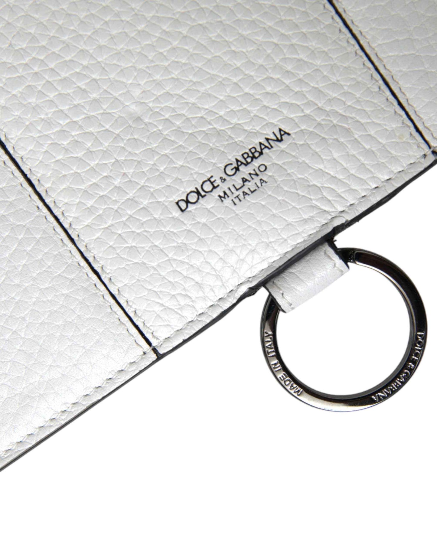 Dolce & Gabbana White Calfskin Leather Large Crossbody Card Holder Wallet by Dolce & Gabbana