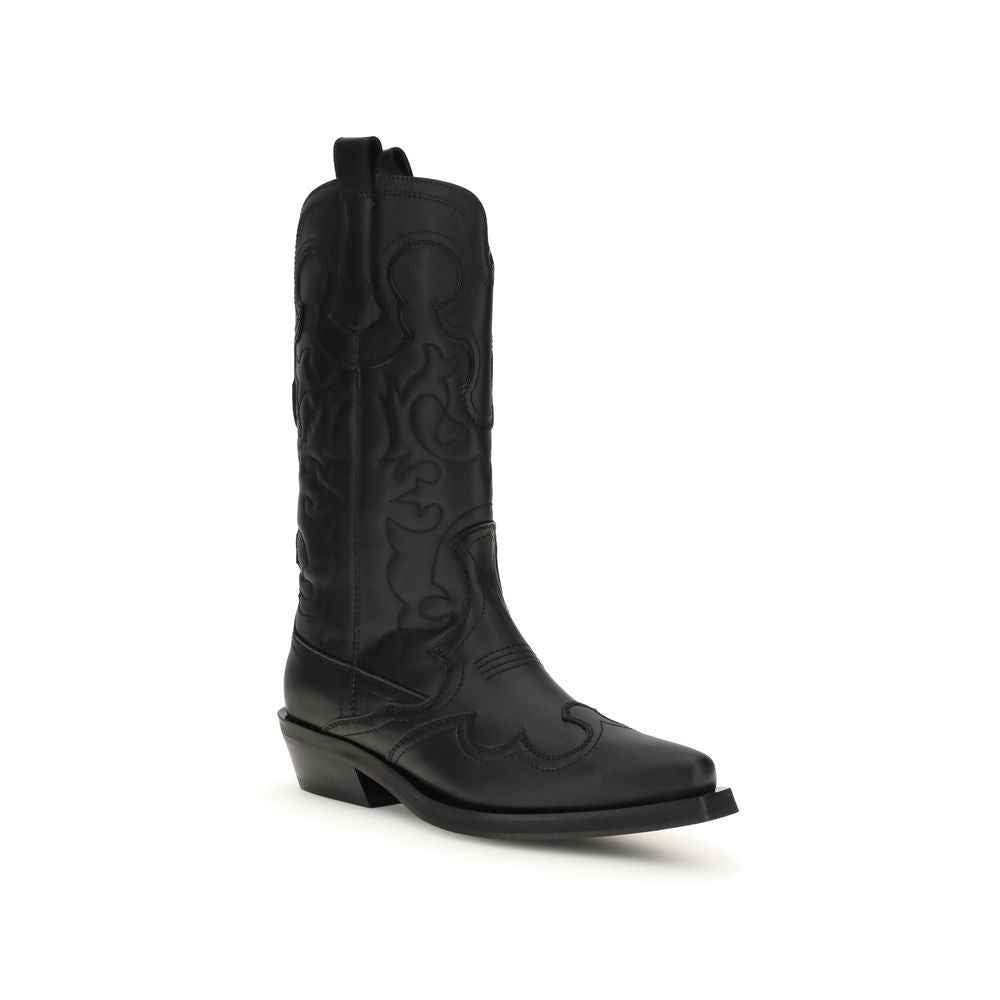 Ganni MID SHAFT EMBROIDERED WESTERN BOOT