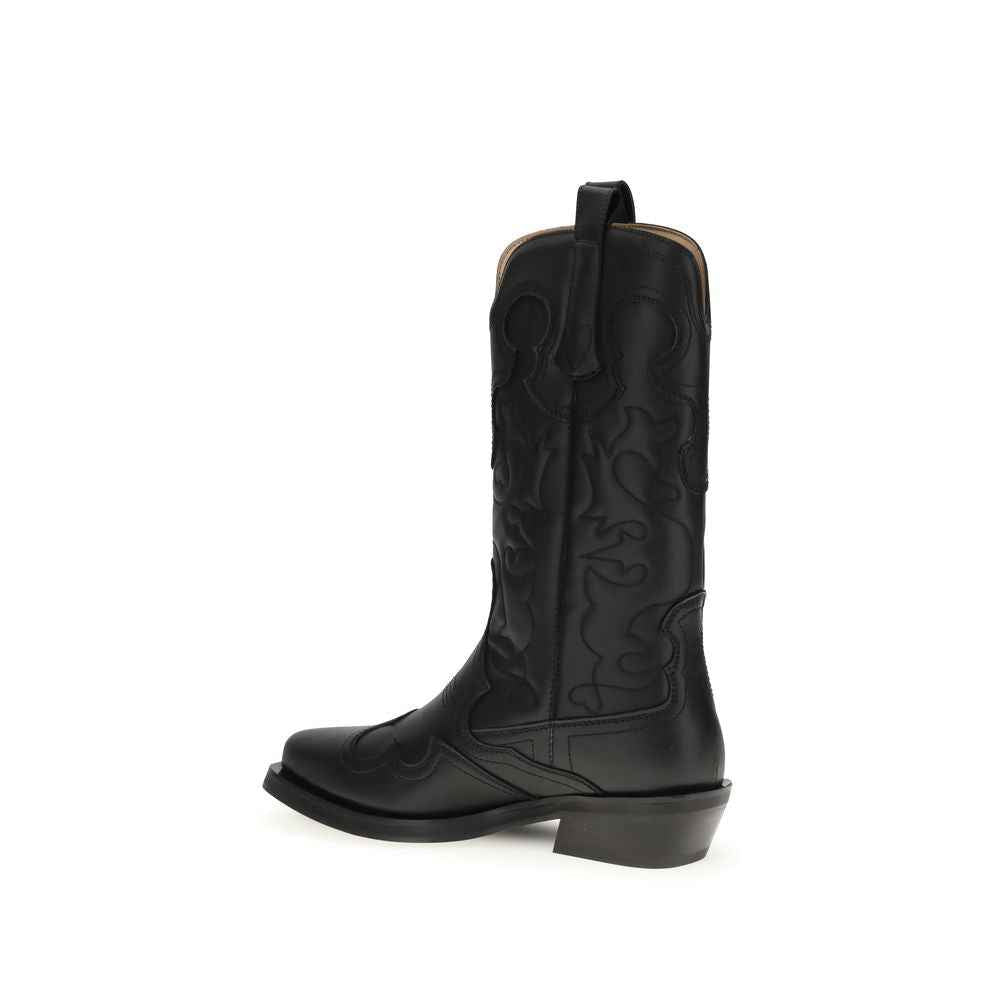 Ganni MID SHAFT EMBROIDERED WESTERN BOOT